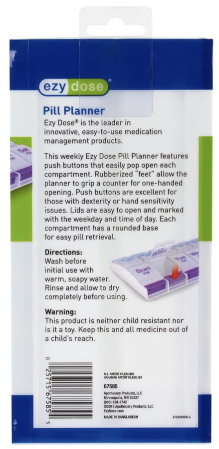 Ezydose Weekly AM/PM Push Button Pill Planner (XL) - Image 2