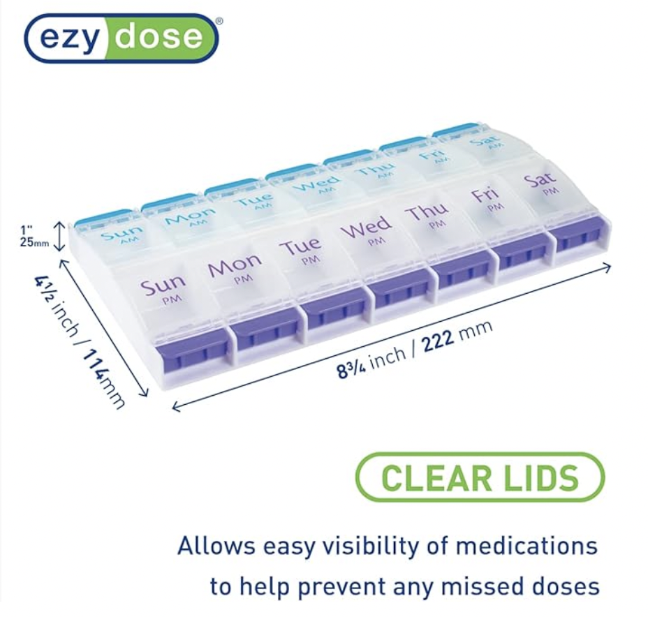 Ezydose Weekly AM/PM Push Button Pill Planner (XL) - Image 3