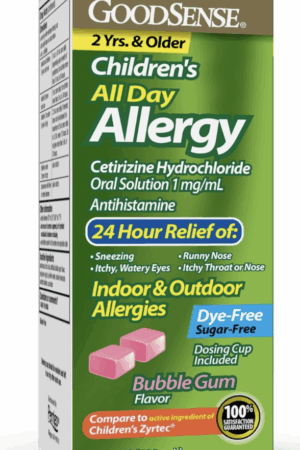 GoodSense Children's All Day Allergy Relief Cetirizine Hydrochloride Oral Solution 1 mg/mL *Bubble Gum Flavour*