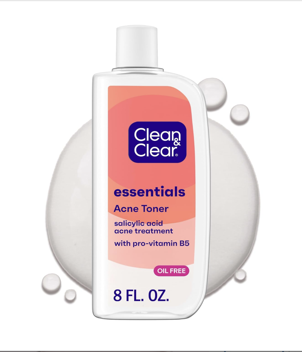 Clean & Clear Essentials Oil-Free Acne Toner, 2% Salicylic Acid, 8 fl oz