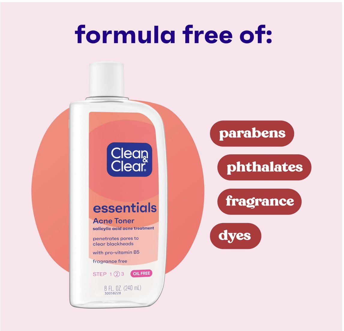 Clean & Clear Essentials Oil-Free Acne Toner, 2% Salicylic Acid, 8 fl oz - Image 2